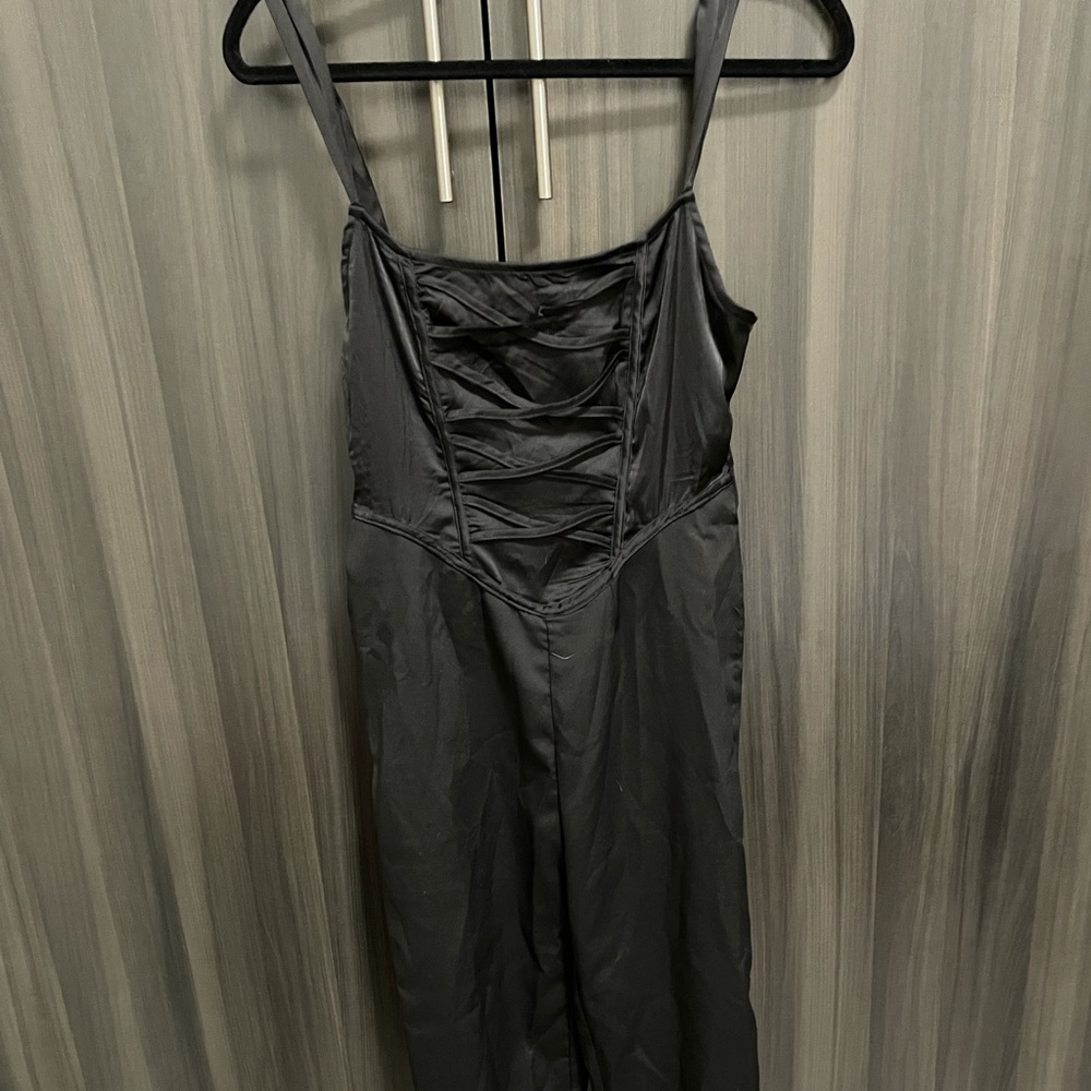 PLT black corset jumpsuit